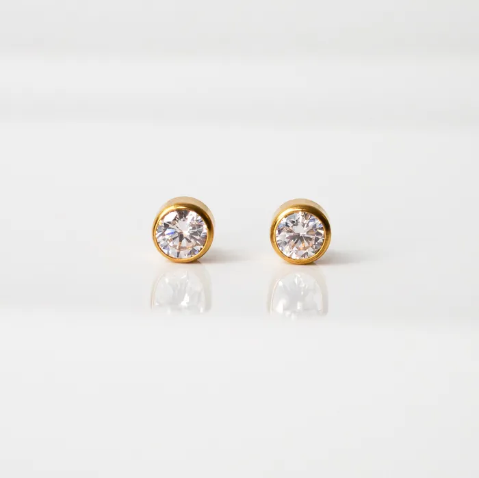 Earrings Grayling Crystal Round Bezel Set Titanium Flat Back Sleeper Earrings