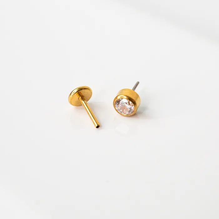 Earrings Grayling Crystal Round Bezel Set Titanium Flat Back Sleeper Earrings