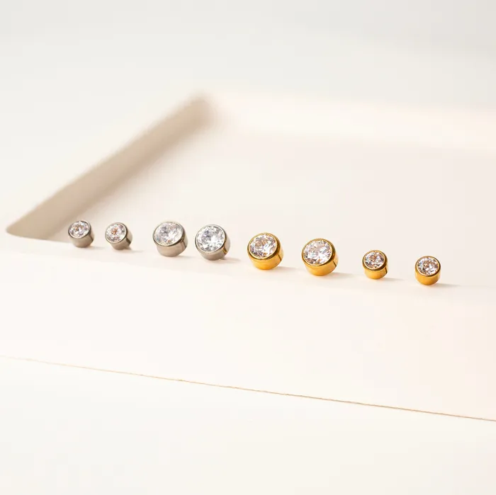 Earrings Grayling Crystal Round Bezel Set Titanium Flat Back Sleeper Earrings