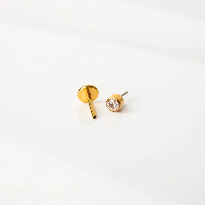 Earrings Grayling Crystal Round Bezel Set Titanium Flat Back Sleeper Earrings