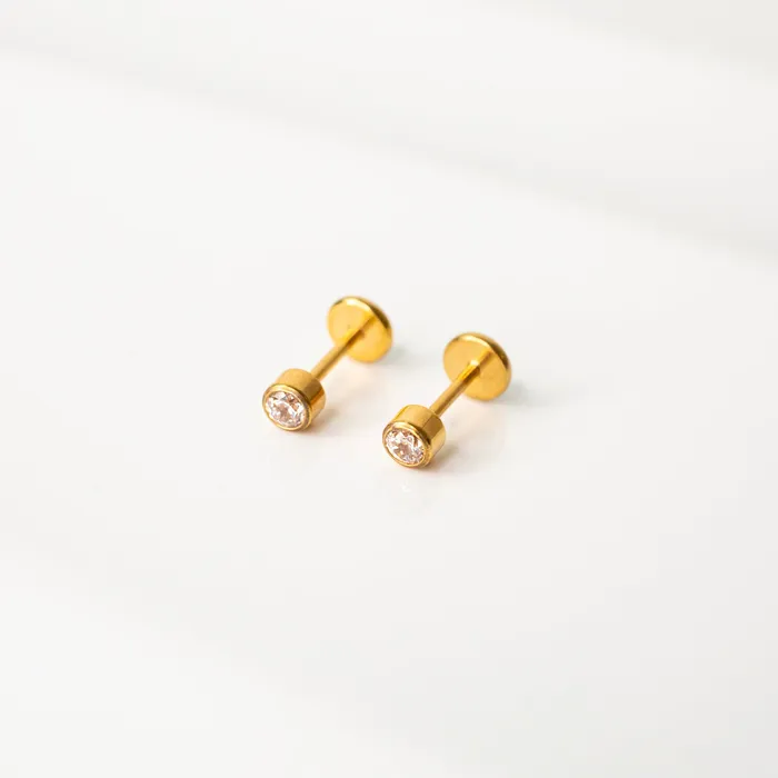 Earrings Grayling Crystal Round Bezel Set Titanium Flat Back Sleeper Earrings