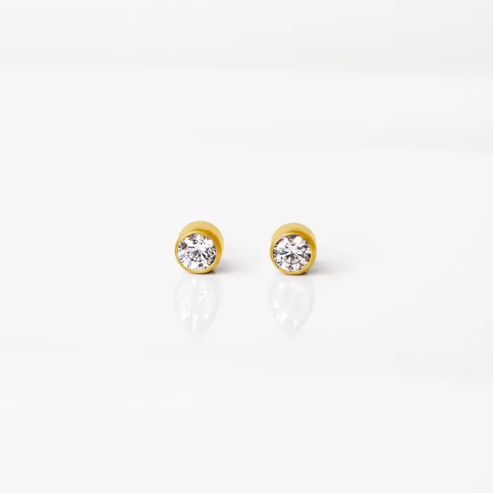 Earrings Grayling Crystal Round Bezel Set Titanium Flat Back Sleeper Earrings