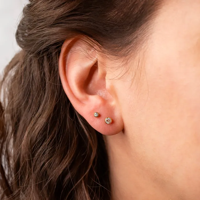 Earrings Grayling Crystal Round Bezel Set Titanium Flat Back Sleeper Earrings