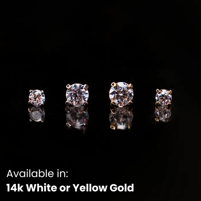 Earrings Grayling Tinsel Solitaire Round Flat Back Sleeper Earrings 14K Solid Gold Earrings Grayling Tinsel Solitaire Round Flat Back Sleeper Earrings 14K Solid Gold