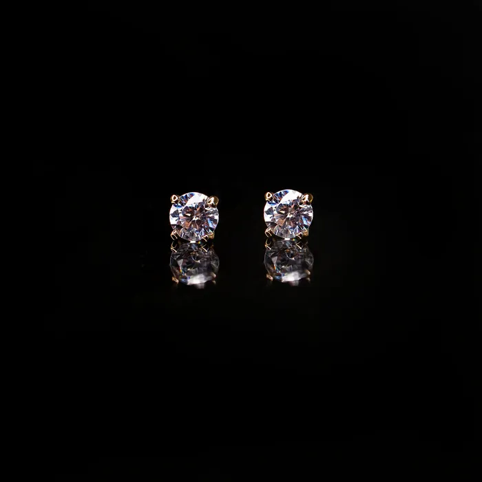 Earrings Grayling Tinsel Solitaire Round Flat Back Sleeper Earrings 14K Solid Gold