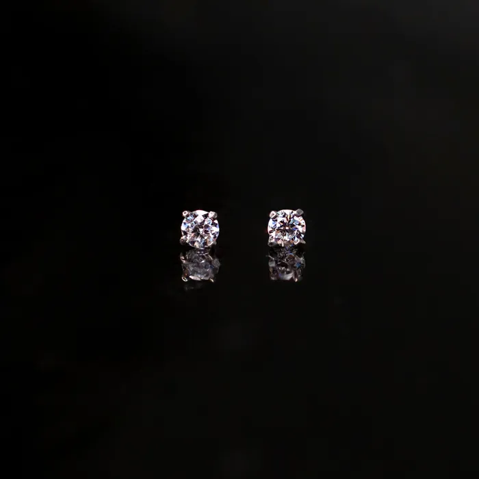 Earrings Grayling Tinsel Solitaire Round Flat Back Sleeper Earrings 14K Solid Gold
