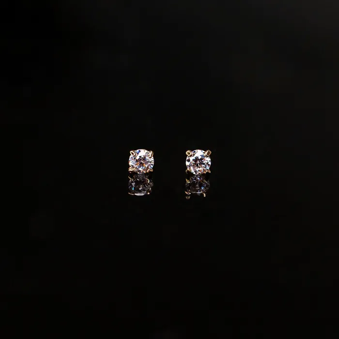 Earrings Grayling Tinsel Solitaire Round Flat Back Sleeper Earrings 14K Solid Gold