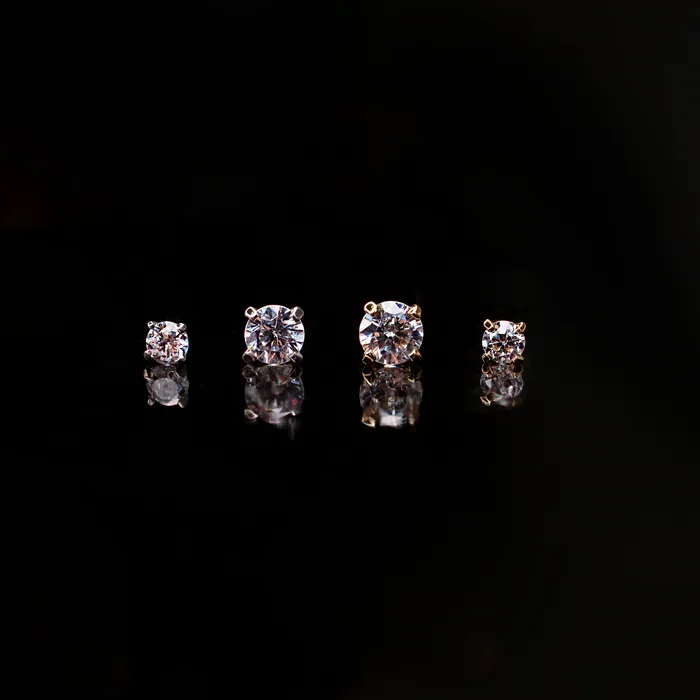 Earrings Grayling Tinsel Solitaire Round Flat Back Sleeper Earrings 14K Solid Gold