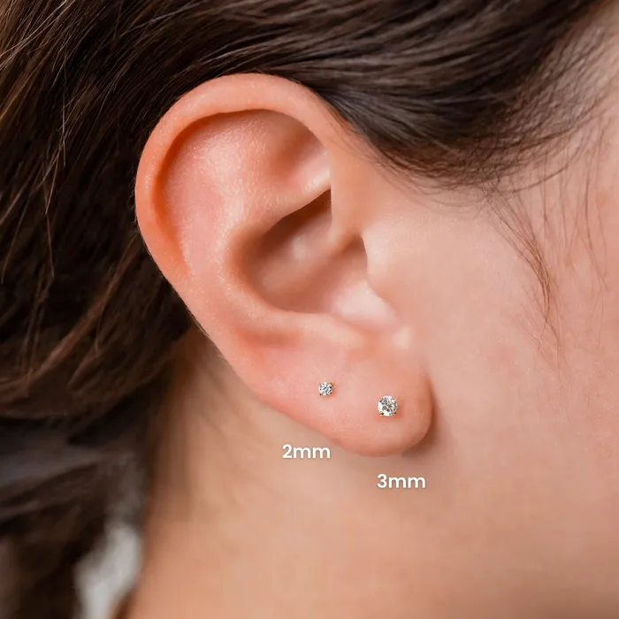 Earrings Grayling Tinsel Solitaire Round Flat Back Sleeper Earrings 14K Solid Gold
