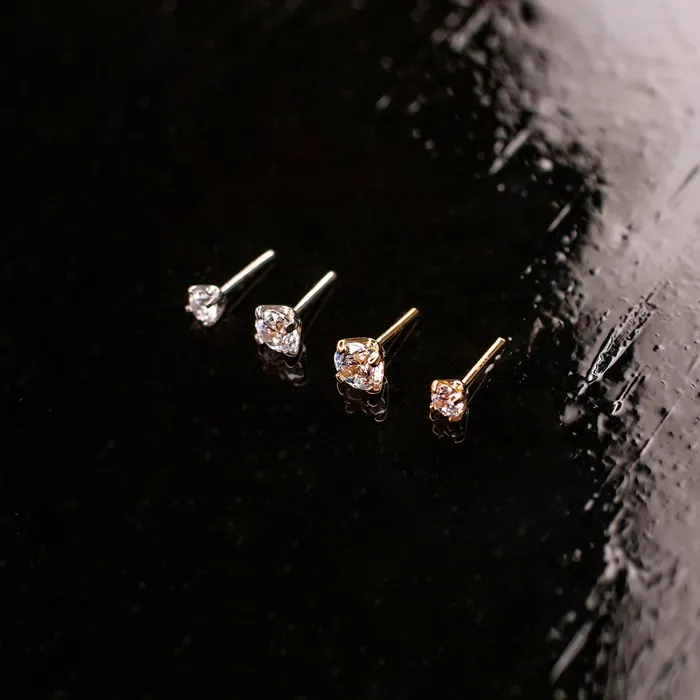 Earrings Grayling Tinsel Solitaire Round Flat Back Sleeper Earrings 14K Solid Gold