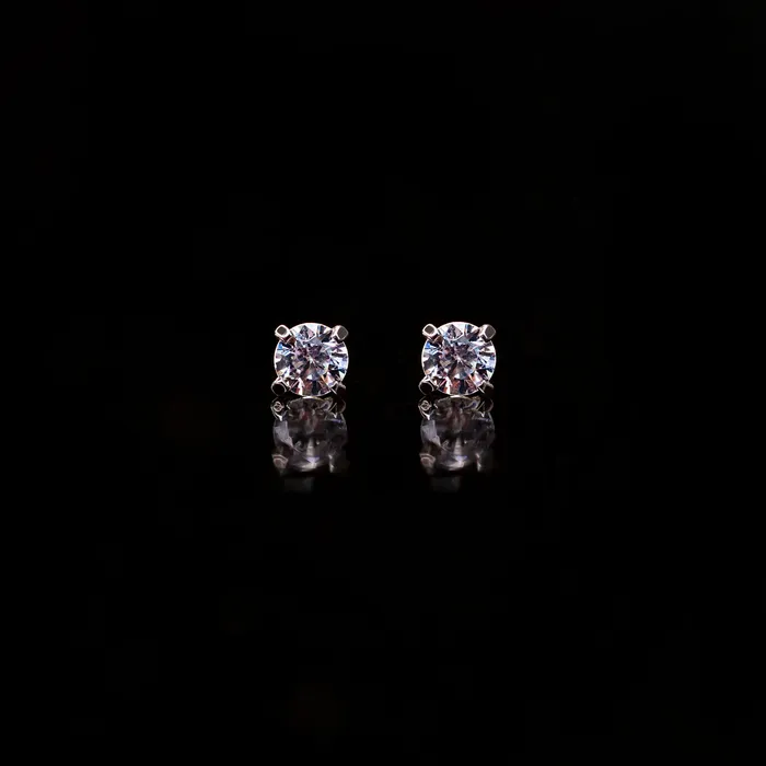 Earrings Grayling Tinsel Solitaire Round Flat Back Sleeper Earrings 14K Solid Gold