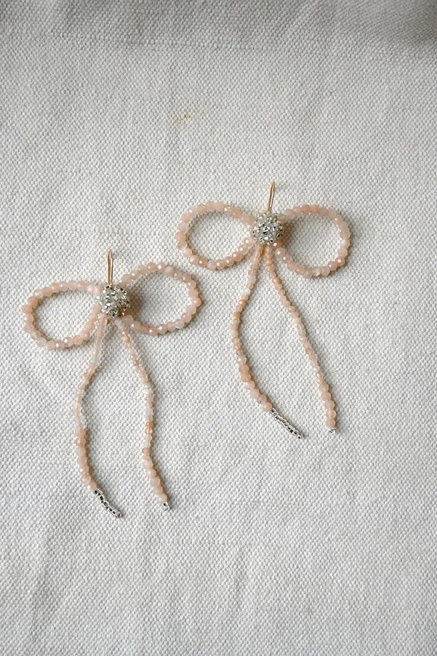 Earrings Jacki Holland Peach Moonstone Bow Earrings