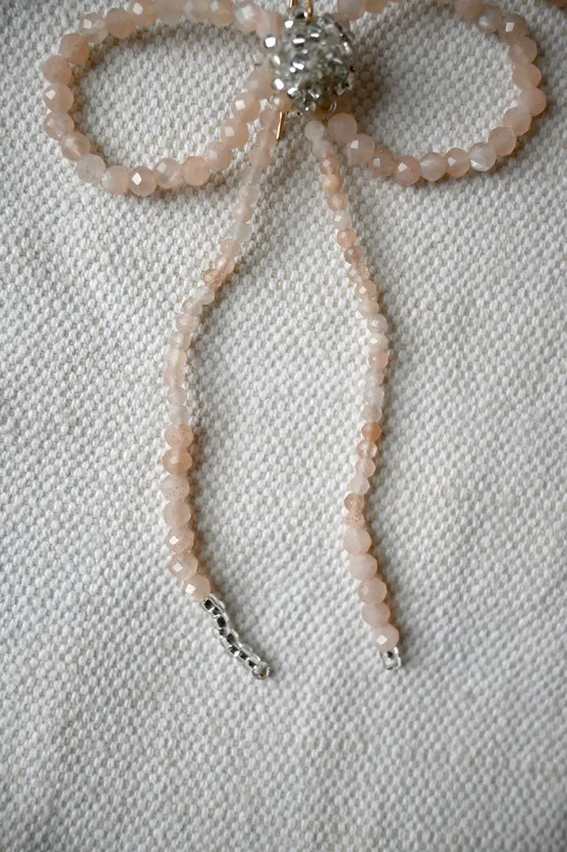 Earrings Jacki Holland Peach Moonstone Bow Earrings