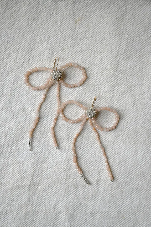 Earrings Jacki Holland Peach Moonstone Bow Earrings