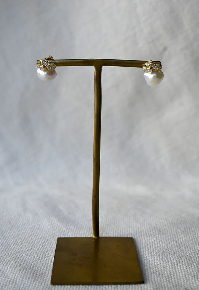 Earrings Keshi Tahitian Pearl Diamond Earrings Kimberlin Brown