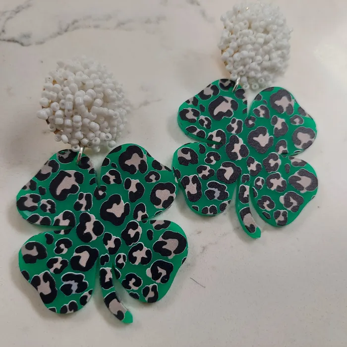 Earrings Luck of the Cheetah Acrylic Earrings Tonyas Treasures Inc