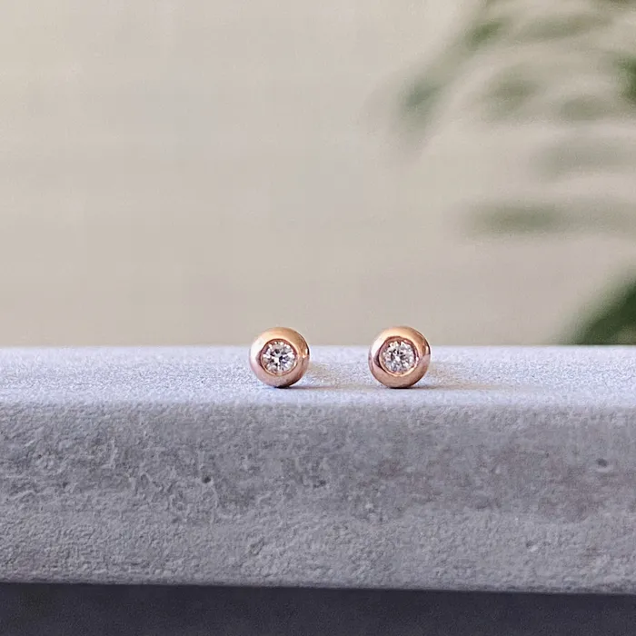 Earrings Rose Gold Diamond Droplet Studs Corey Egan