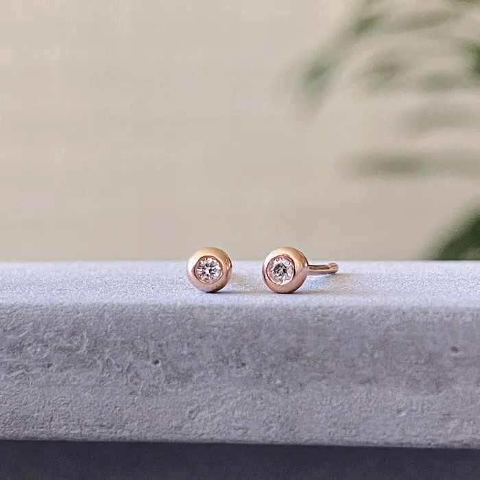Earrings Rose Gold Diamond Droplet Studs Corey Egan