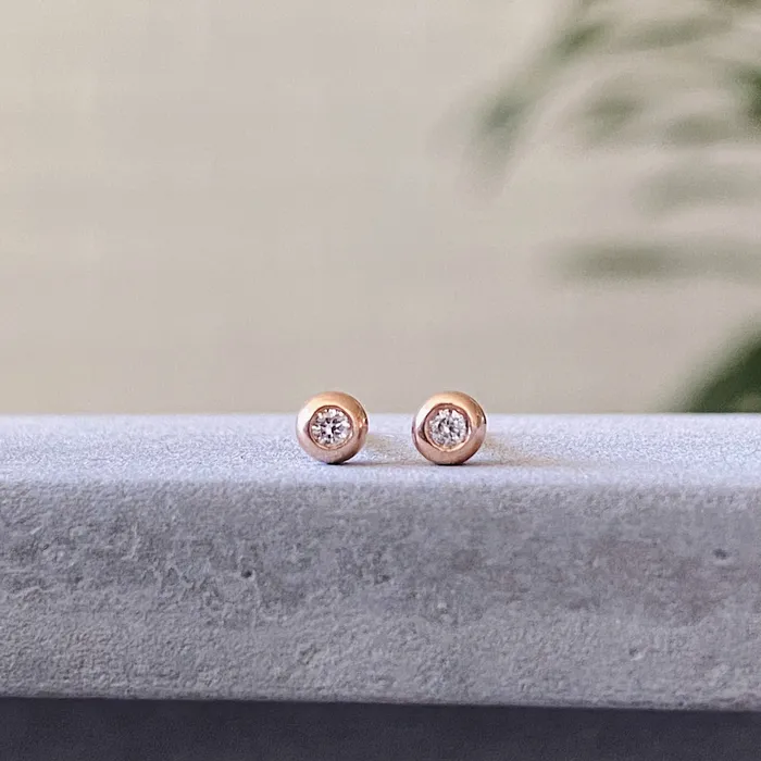Earrings Rose Gold Diamond Droplet Studs Corey Egan