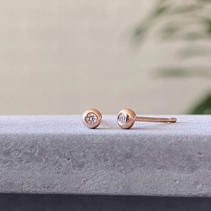 Earrings Rose Gold Diamond Droplet Studs Corey Egan