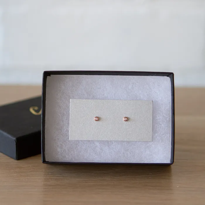 Earrings Rose Gold Diamond Droplet Studs Corey Egan