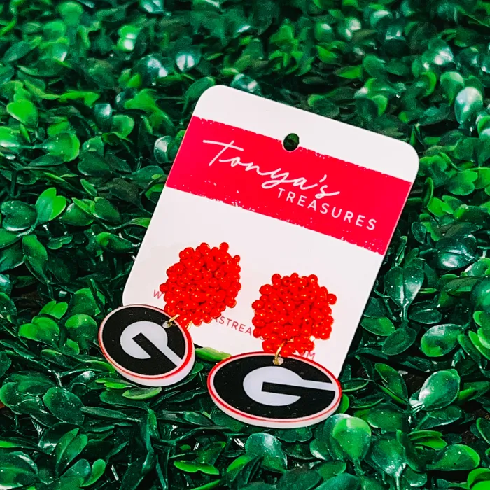 Earrings Tonyas Treasures Inc Large Beaded Georgia G Earrings Red