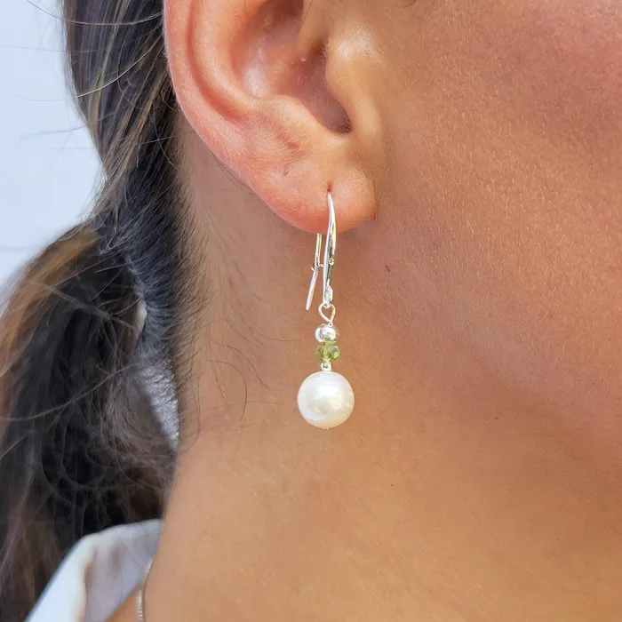 Earrings Uniquelan Jewelry Peridot and Pearl Drop Earrings