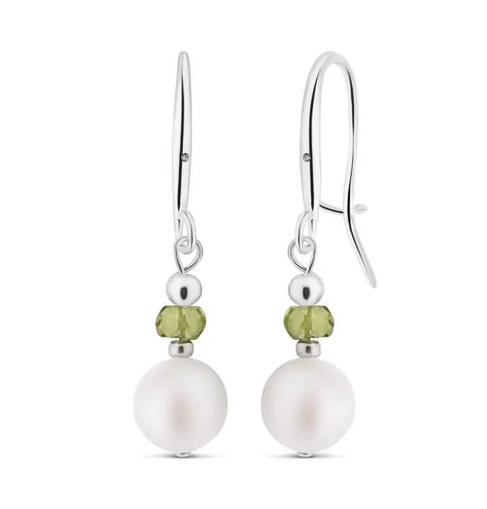 Earrings Uniquelan Jewelry Peridot and Pearl Drop Earrings