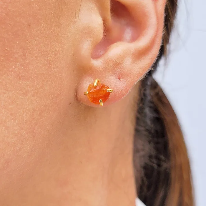 Earrings Uniquelan Jewelry Raw Carnelian Stud Earrings