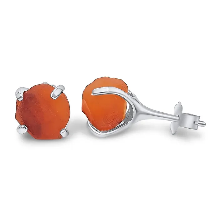 Earrings Uniquelan Jewelry Raw Carnelian Stud Earrings