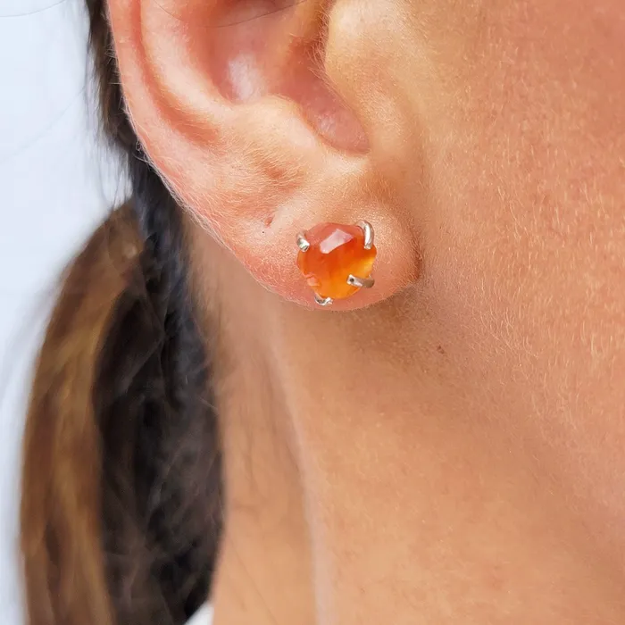 Earrings Uniquelan Jewelry Raw Carnelian Stud Earrings