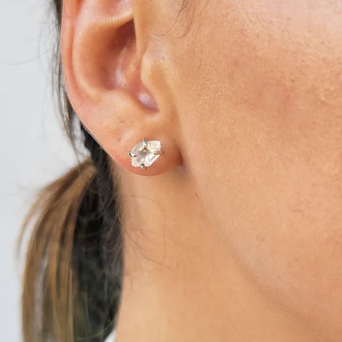 Earrings Uniquelan Jewelry Raw Herkimer Diamond Stud Earrings