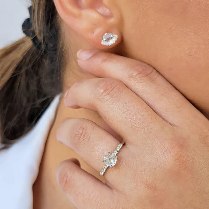 Earrings Uniquelan Jewelry Raw Herkimer Diamond Stud Earrings Earrings Uniquelan Jewelry Raw Herkimer Diamond Stud Earrings
