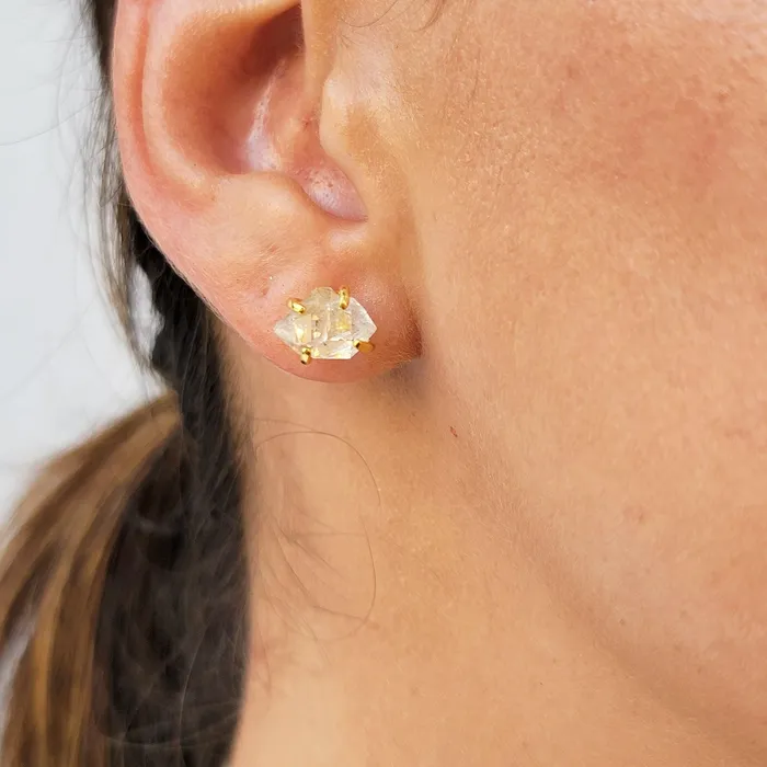 Earrings Uniquelan Jewelry Raw Herkimer Diamond Stud Earrings Earrings Uniquelan Jewelry Raw Herkimer Diamond Stud Earrings
