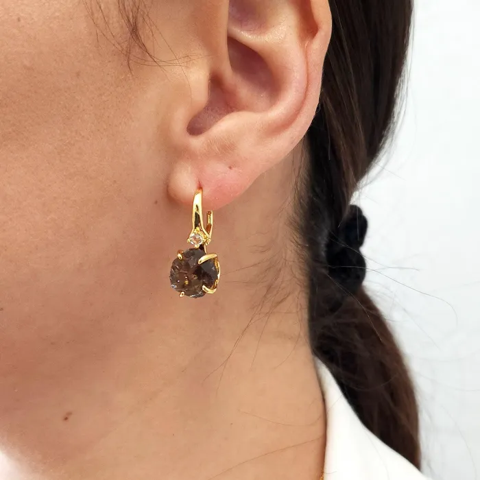 Earrings Uniquelan Jewelry Raw Smoky Quartz Drop Earrings
