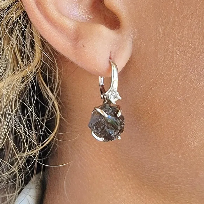 Earrings Uniquelan Jewelry Raw Smoky Quartz Drop Earrings Earrings Uniquelan Jewelry Raw Smoky Quartz Drop Earrings