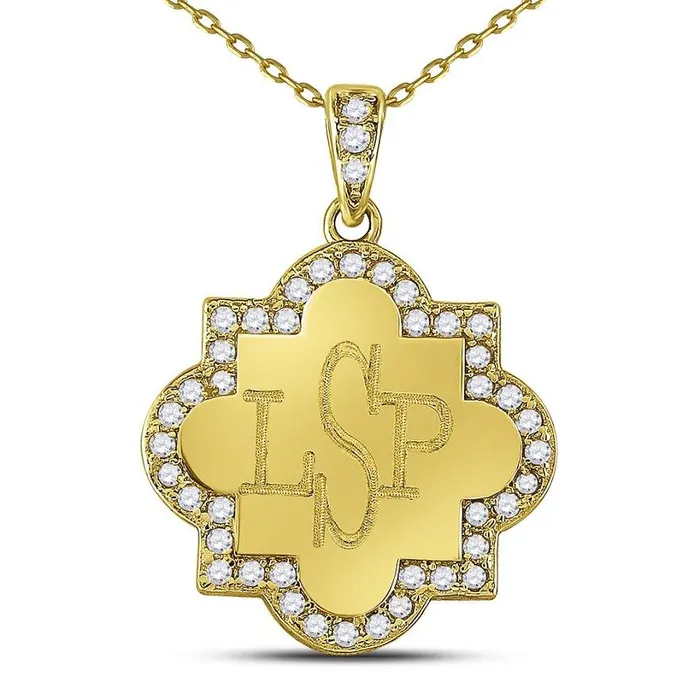 Engraved Jewelry Sterling Silver Quatrefoil Necklace Necklaces