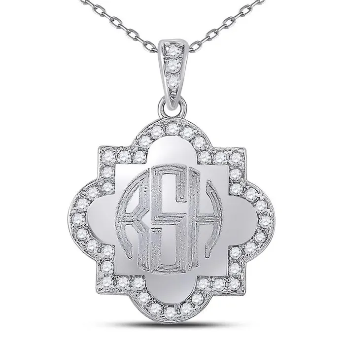 Engraved Jewelry Sterling Silver Quatrefoil Necklace Necklaces