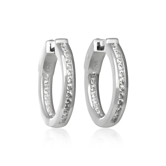 EZ7052 Channel Set CZ Huggie Earrings Teeda Earrings