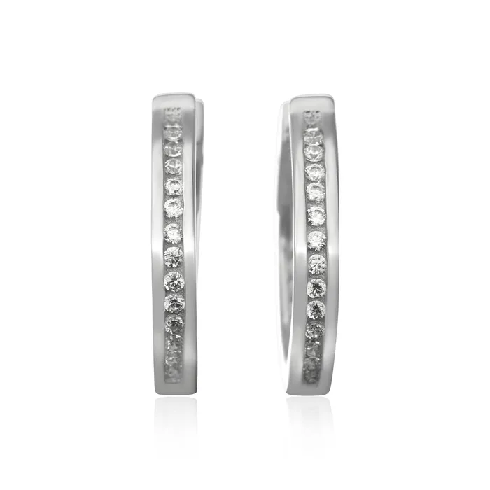 EZ7052 Channel Set CZ Huggie Earrings Teeda Earrings