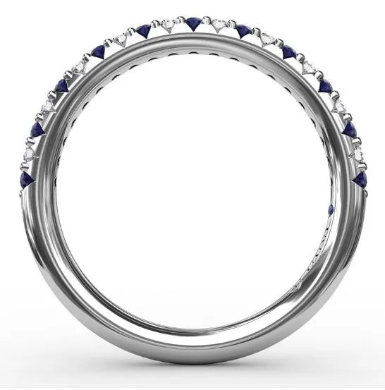 FANA Rings Fana 14K White Gold 032ctw Band Style Ring with Diamonds and Sapphires FANA Rings Fana 14K White Gold 032ctw Band Style Ring with Diamonds and Sapphires
