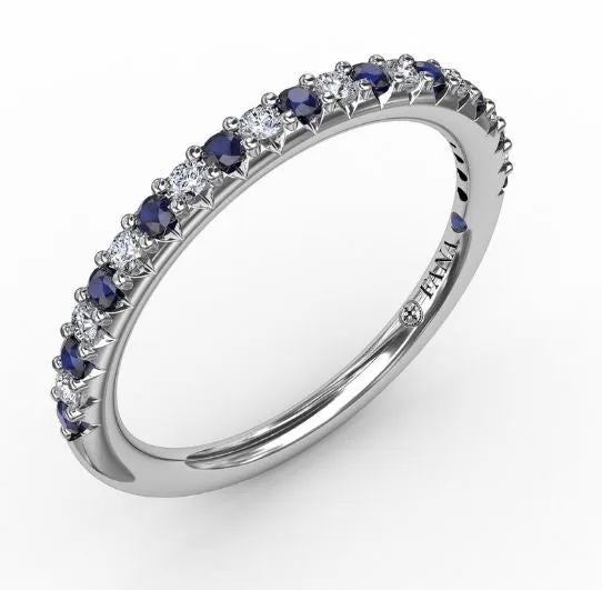 FANA Rings Fana 14K White Gold 032ctw Band Style Ring with Diamonds and Sapphires FANA Rings Fana 14K White Gold 032ctw Band Style Ring with Diamonds and Sapphires