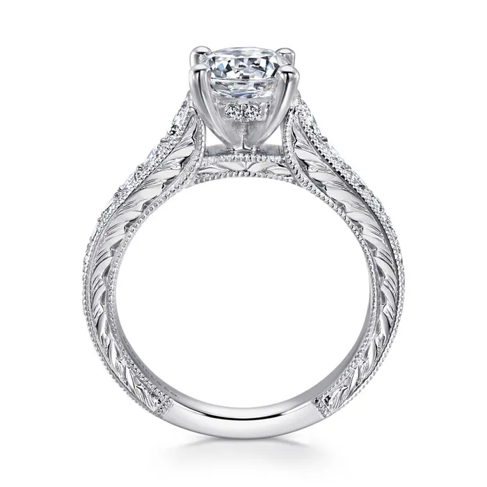 Gabriel 14K White Gold 56ctw Vintage Inspired Style Diamond SemiMount Engagement Ring GABRIEL CO Rings Gabriel 14K White Gold 56ctw Vintage Inspired Style Diamond SemiMount Engagement Ring GABRIEL CO Rings