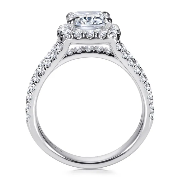 GABRIEL CO Gabriel 14K White Gold 101ctw Cushion Halo Style Diamond SemiMount Engagement Ring Rings GABRIEL CO Gabriel 14K White Gold 101ctw Cushion Halo Style Diamond SemiMount Engagement Ring Rings
