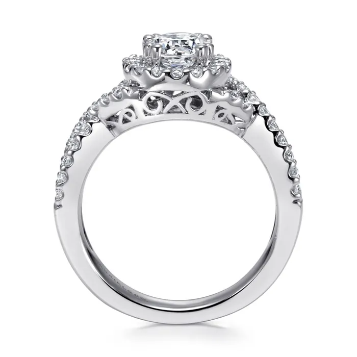 GABRIEL CO Gabriel 14K White Gold 48ctw Round Halo Style Diamond SemiMount Engagement Ring Rings GABRIEL CO Gabriel 14K White Gold 48ctw Round Halo Style Diamond SemiMount Engagement Ring Rings