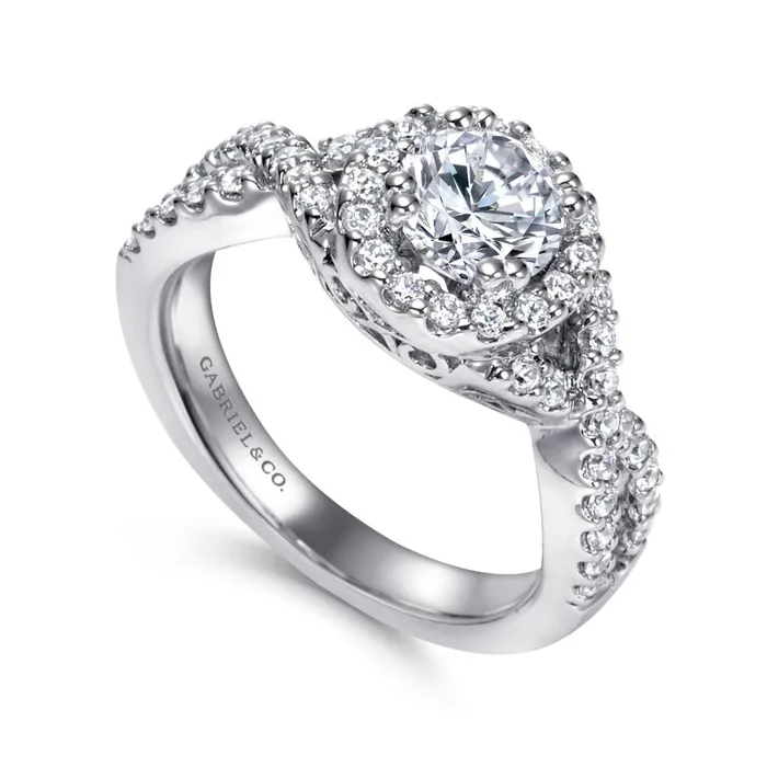 GABRIEL CO Gabriel 14K White Gold 48ctw Round Halo Style Diamond SemiMount Engagement Ring Rings GABRIEL CO Gabriel 14K White Gold 48ctw Round Halo Style Diamond SemiMount Engagement Ring Rings