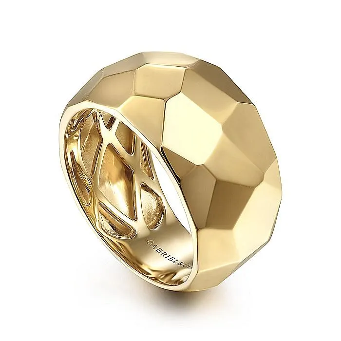 GABRIEL CO Gabriel 14K Yellow Gold Fancy Tapered Dome Style Ring Rings GABRIEL CO Gabriel 14K Yellow Gold Fancy Tapered Dome Style Ring Rings