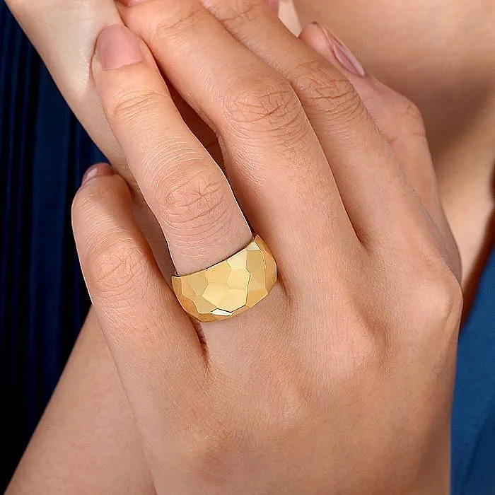 GABRIEL CO Gabriel 14K Yellow Gold Fancy Tapered Dome Style Ring Rings GABRIEL CO Gabriel 14K Yellow Gold Fancy Tapered Dome Style Ring Rings