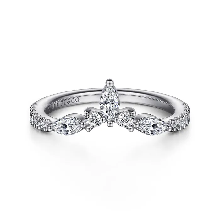 GABRIEL CO Rings Gabriel 14K White Gold 045ctw Chevron Diamond Band