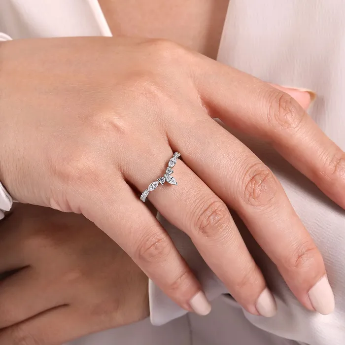 GABRIEL CO Rings Gabriel 14K White Gold 045ctw Chevron Diamond Band GABRIEL CO Rings Gabriel 14K White Gold 045ctw Chevron Diamond Band